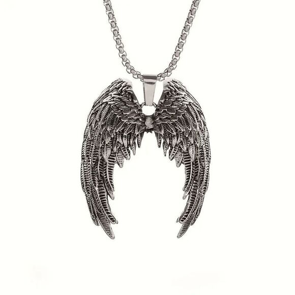 Angel Wings Unisex Stainless Steel Pendant Necklace - Picture 1 of 9